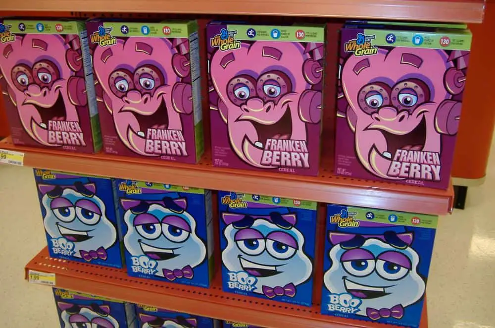 monster cereal boxes in grocery store