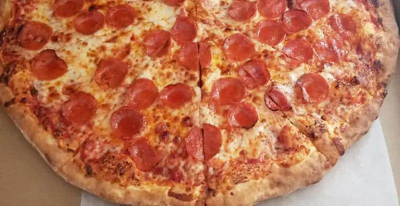 New York pizza with pepperoni toppings