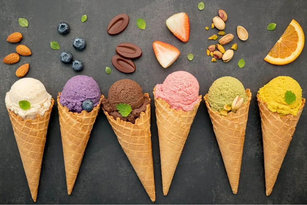 Nutty and fruity flavors of ice cream