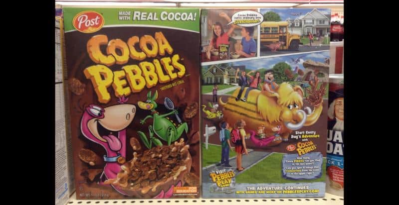 box of Cocoa Pebbles Cereal