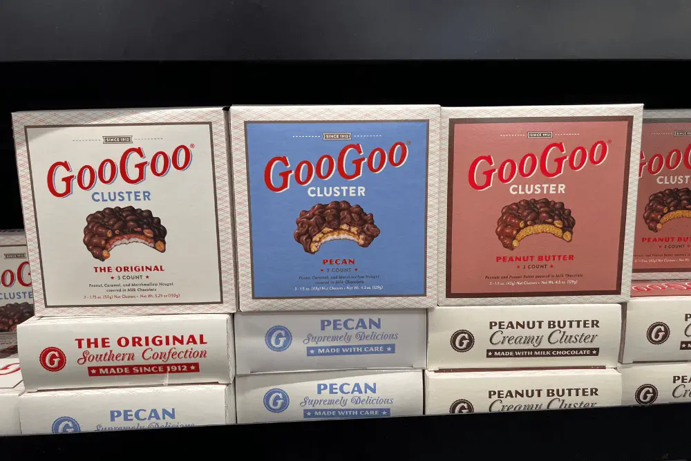 Goo Goo Cluster Flavors on the shelf