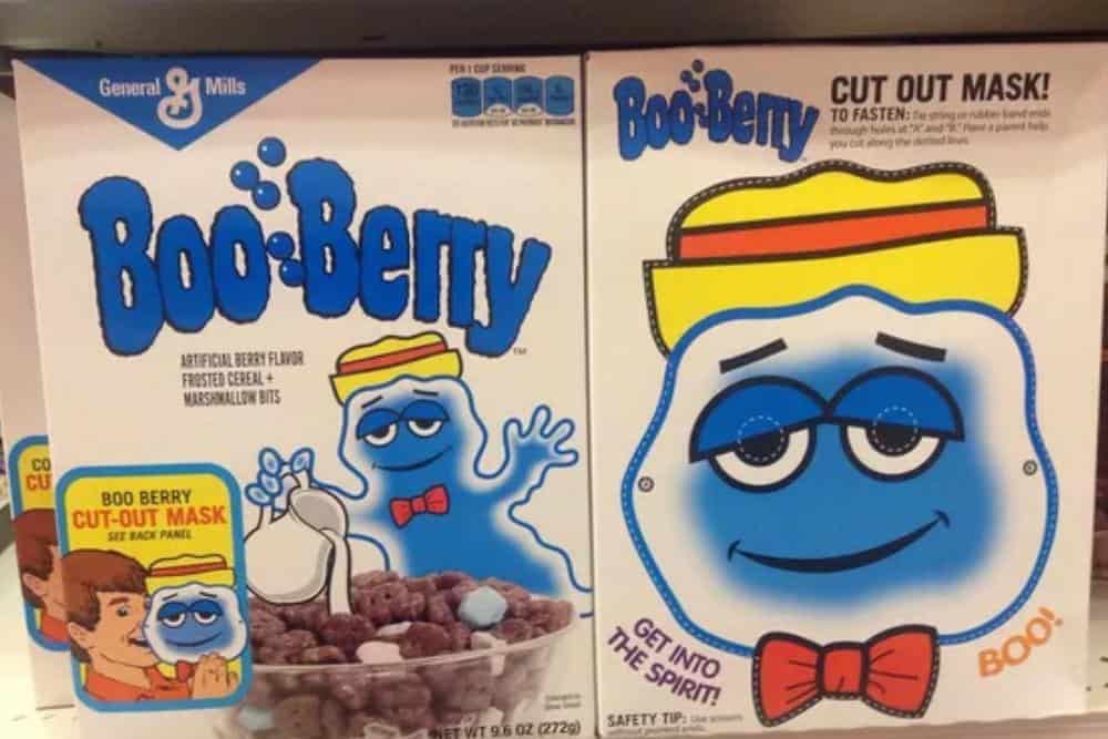 the original Boo Berry Cereal packaging