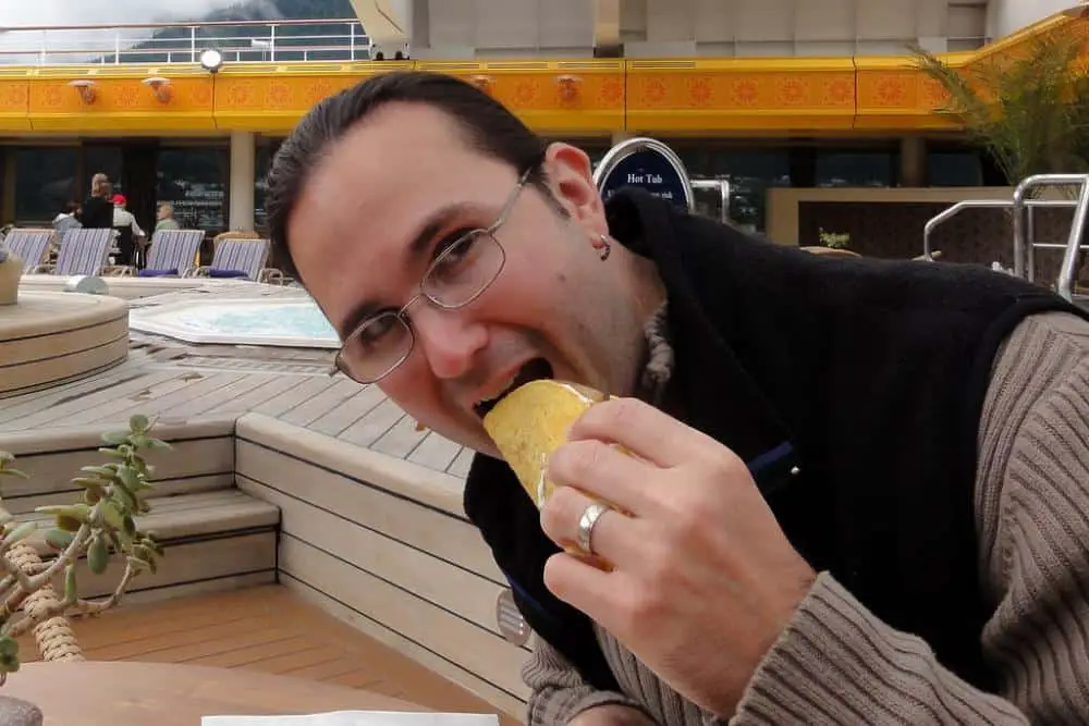 A person eating a taco